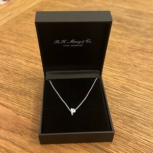 R. H. Macy & Co. silver “p” necklace, brand new